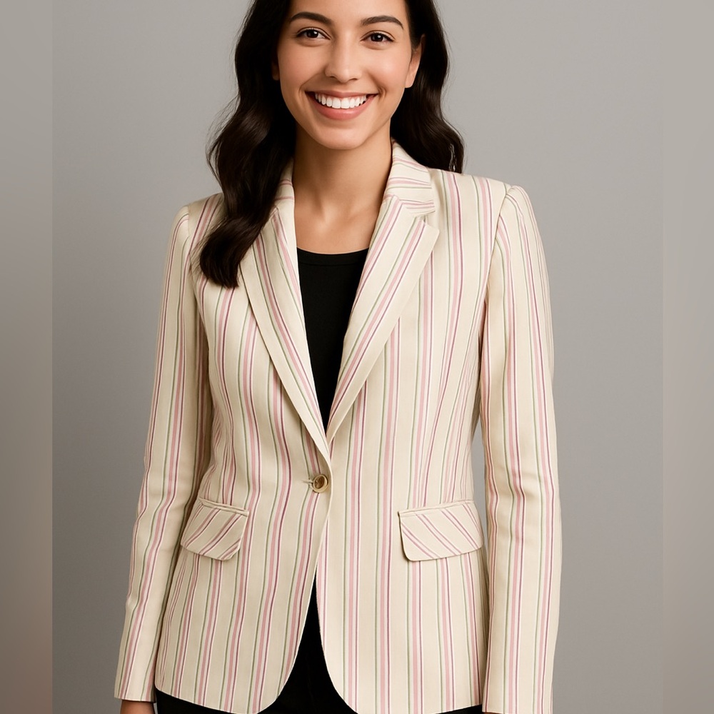 Trina Turk Wexler Stripe Blazer Jacket Linen